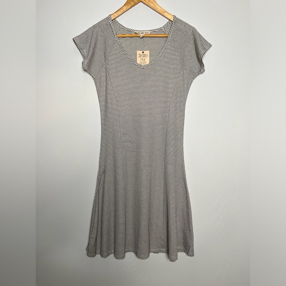 Pink Rose Black Striped Dress, Size M